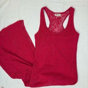 Olsenboye Hot Pink Lace, High Slit Dress- Small